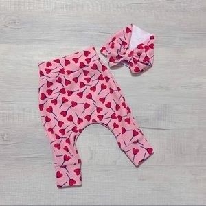 Baby Girl Valentines Joggers and Bow